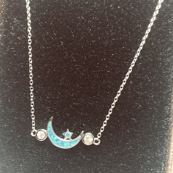 Pretty Moon and Star 925 Silver Necklace. N2 - Picture 1 of 7